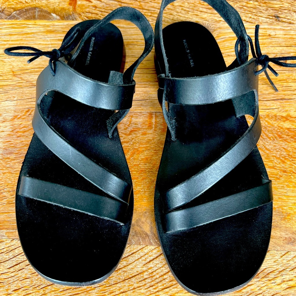 Mansur Gavriel black leather tie sandal